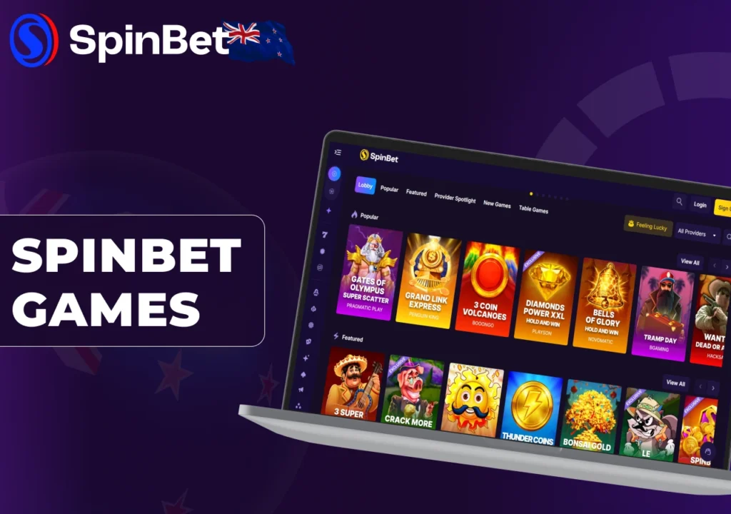 SpinBet games include slots, live casino, and a wide range of formats.