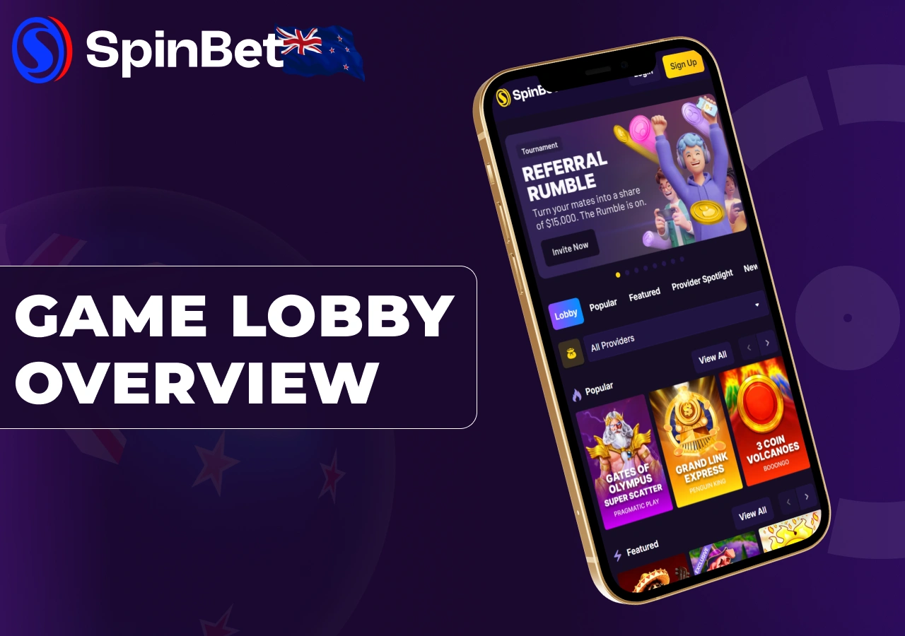Game lobby overview for players in New Zealand with easy navigation.