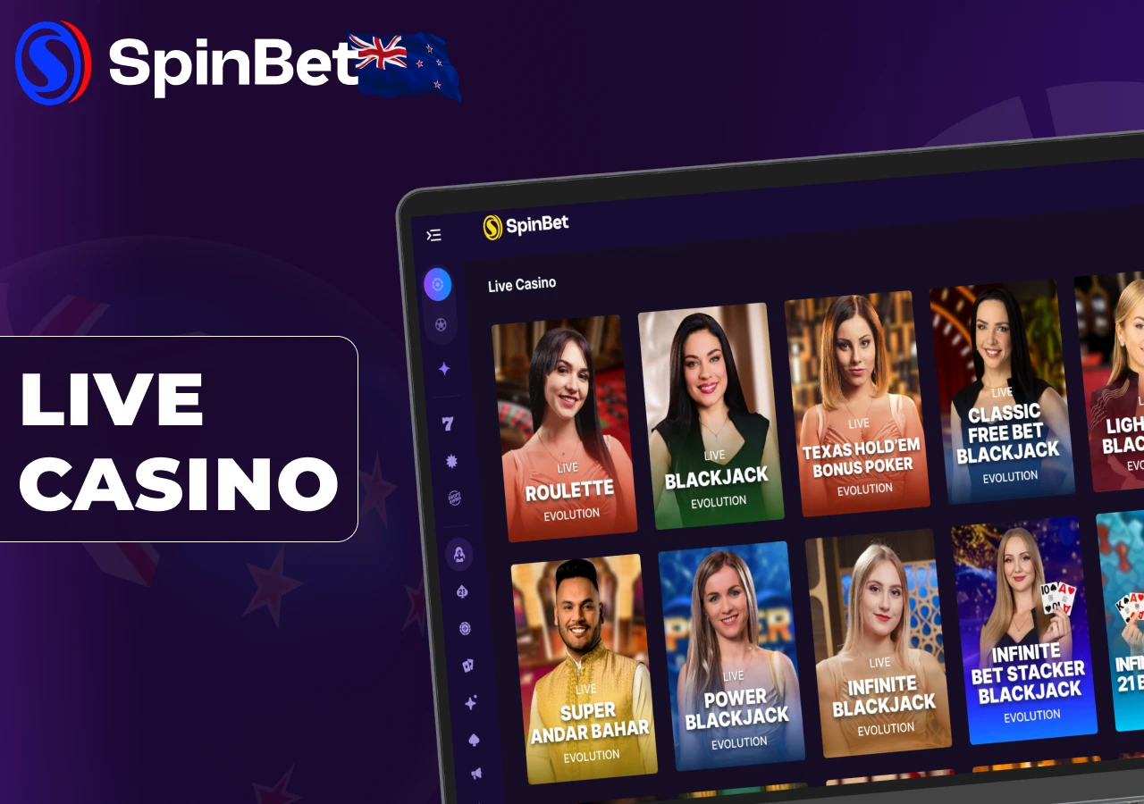 SpinBet live casino offers real dealer games in real time.